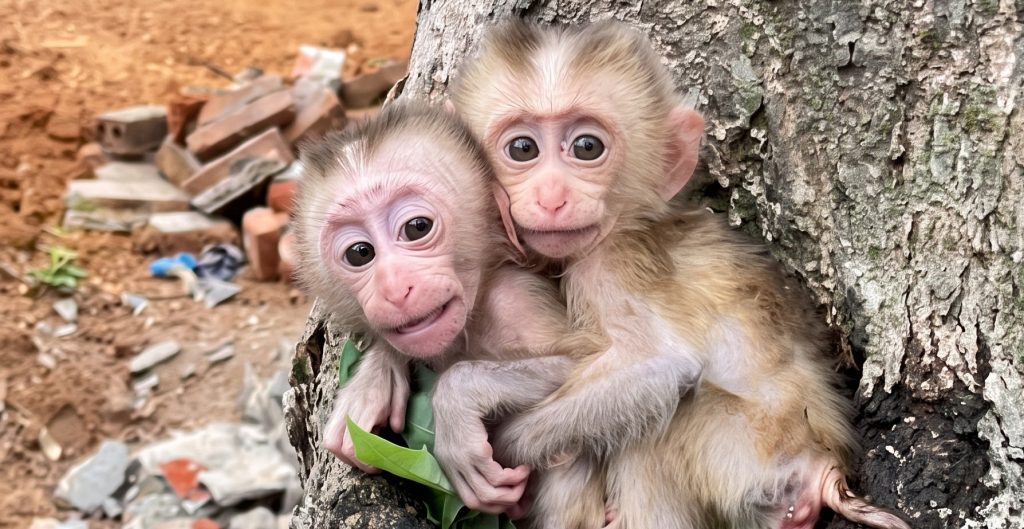 Sheltered in the Hollow: Inside the Viral Tree-Stump Refuge of Two Baby Monkeys