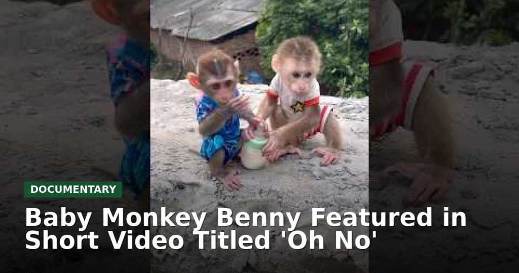 Two young monkeys in printed outfits sit on a concrete ledge sharing a plastic bottle outdoors.